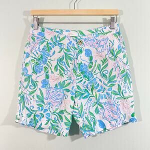 Lilly Pulitzer Women Resort White Just a Pinch 100% Linen Aldora Shorts Size 2